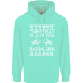 Christmas Is Just Too F#cking Deer Funny Mens 80% Cotton Hoodie Peppermint