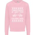 Christmas Is Just Too F#cking Deer Funny Mens Sweatshirt Jumper Light Pink