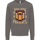Christmas Just Here For the Presents Funny Mens Sweatshirt Jumper Charcoal