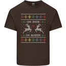 Christmas LGBT Oh Deer I'm Queer Gay Pride Mens Cotton T-Shirt Tee Top Dark Chocolate