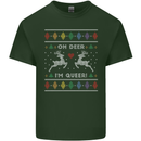 Christmas LGBT Oh Deer I'm Queer Gay Pride Mens Cotton T-Shirt Tee Top Forest Green