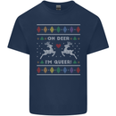Christmas LGBT Oh Deer I'm Queer Gay Pride Mens Cotton T-Shirt Tee Top Navy Blue