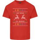 Christmas LGBT Oh Deer I'm Queer Gay Pride Mens Cotton T-Shirt Tee Top Red