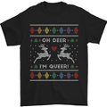 Christmas LGBT Oh Deer I'm Queer Gay Pride Mens T-Shirt Cotton Gildan Black