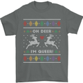 Christmas LGBT Oh Deer I'm Queer Gay Pride Mens T-Shirt Cotton Gildan Charcoal