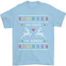 Christmas LGBT Oh Deer I'm Queer Gay Pride Mens T-Shirt Cotton Gildan Light Blue