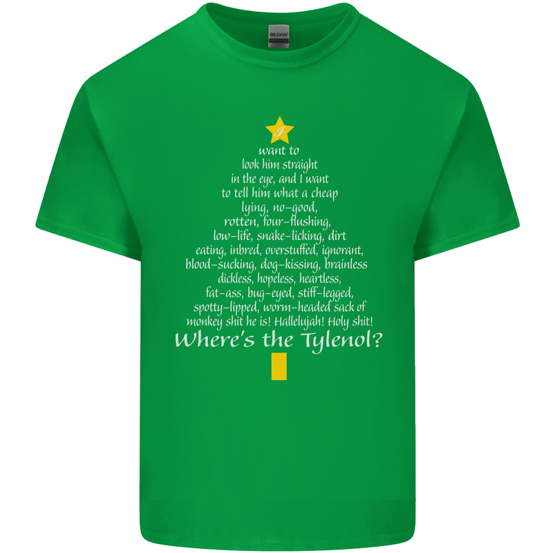 Christmas Movie Where's the Tyrenol? Mens Cotton T-Shirt Tee Top Irish Green