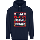 Christmas OCD Funny Xmas Mens 80% Cotton Hoodie Navy Blue