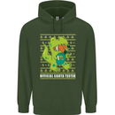 Christmas Official Santa T-Rex Dinosaur Mens 80% Cotton Hoodie Forest Green