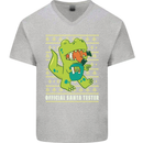 Christmas Official Santa T-Rex Dinosaur Mens V-Neck Cotton T-Shirt Sports Grey
