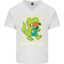 Christmas Official Santa T-Rex Dinosaur Mens V-Neck Cotton T-Shirt White