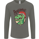 Christmas Papasaurus T-Rex Dinosaur Mens Long Sleeve T-Shirt Charcoal