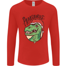 Christmas Papasaurus T-Rex Dinosaur Mens Long Sleeve T-Shirt Red