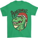 Christmas Papasaurus T-Rex Dinosaur Mens T-Shirt Cotton Gildan Irish Green