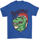 Christmas Papasaurus T-Rex Dinosaur Mens T-Shirt Cotton Gildan Royal Blue