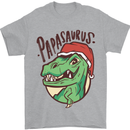 Christmas Papasaurus T-Rex Dinosaur Mens T-Shirt Cotton Gildan Sports Grey