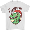 Christmas Papasaurus T-Rex Dinosaur Mens T-Shirt Cotton Gildan White