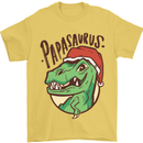 Christmas Papasaurus T-Rex Dinosaur Mens T-Shirt Cotton Gildan Yellow