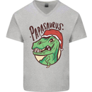 Christmas Papasaurus T-Rex Dinosaur Mens V-Neck Cotton T-Shirt Sports Grey