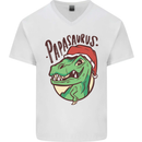 Christmas Papasaurus T-Rex Dinosaur Mens V-Neck Cotton T-Shirt White