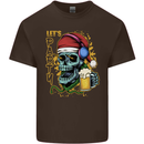 Christmas Party Skull Drinking Beer Alcohol Mens Cotton T-Shirt Tee Top Dark Chocolate