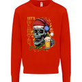 Christmas Party Skull Drinking Beer Alcohol Mens Sweatshirt Jumper Bright Red