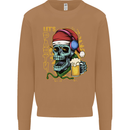Christmas Party Skull Drinking Beer Alcohol Mens Sweatshirt Jumper Caramel Latte