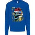 Christmas Party Skull Drinking Beer Alcohol Mens Sweatshirt Jumper Royal Blue