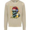 Christmas Party Skull Drinking Beer Alcohol Mens Sweatshirt Jumper Sand
