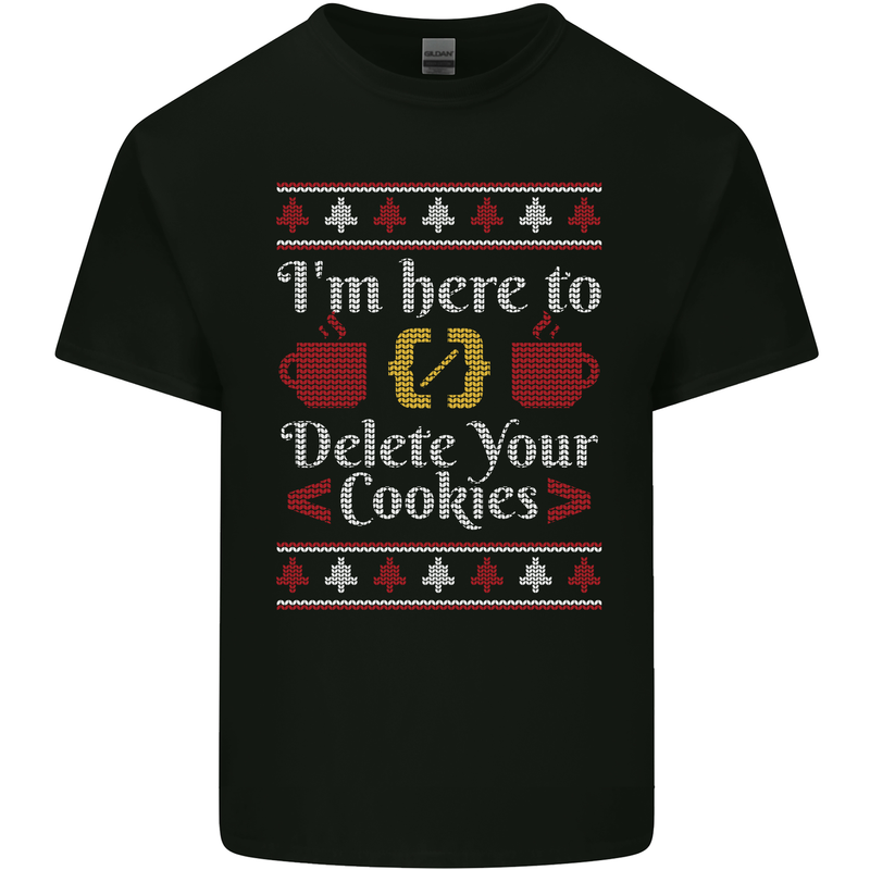 Christmas Programmer Here to Delete Cookies Mens Cotton T-Shirt Tee Top Black