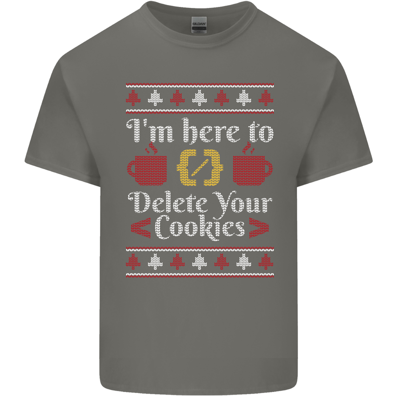 Christmas Programmer Here to Delete Cookies Mens Cotton T-Shirt Tee Top Charcoal