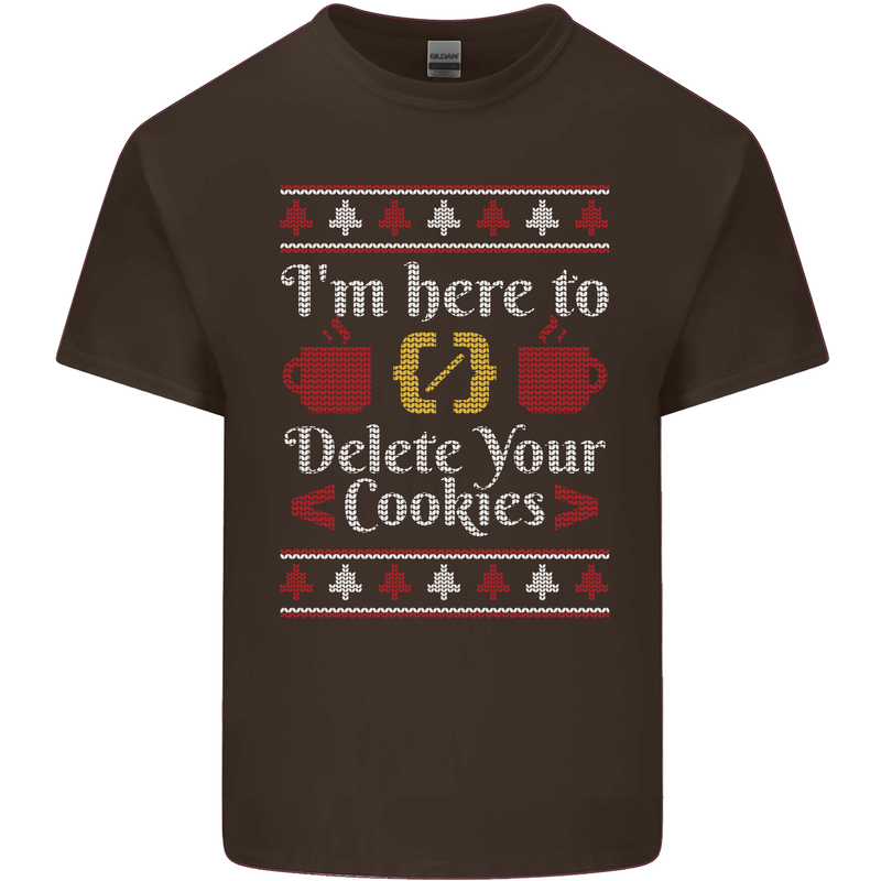 Christmas Programmer Here to Delete Cookies Mens Cotton T-Shirt Tee Top Dark Chocolate