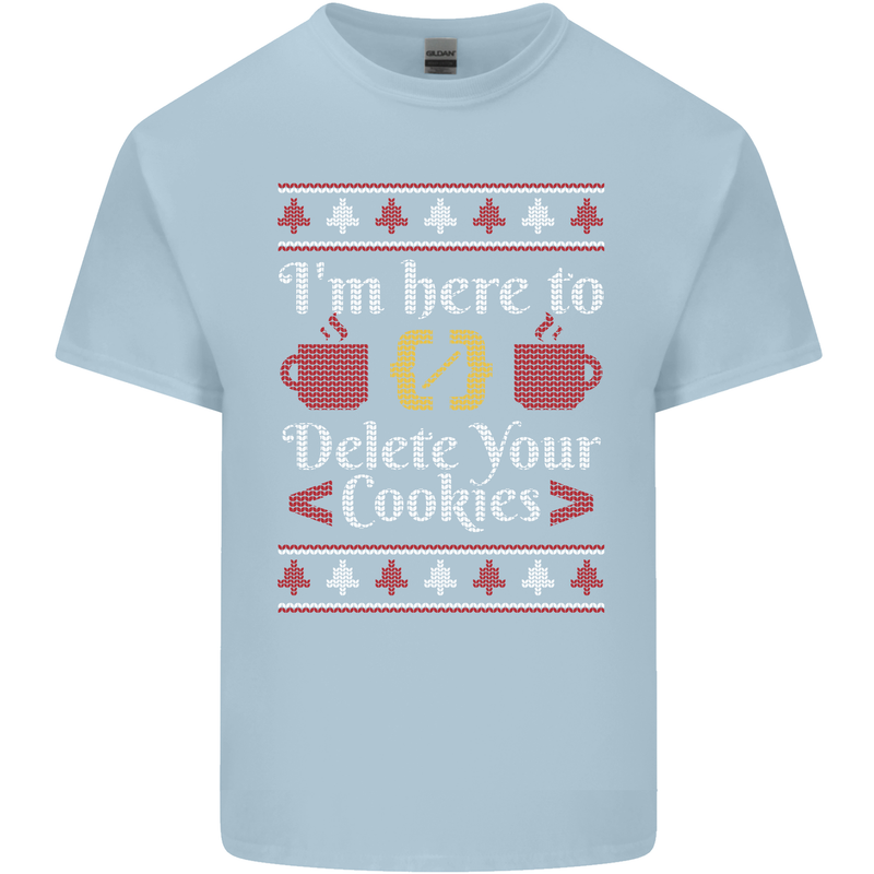 Christmas Programmer Here to Delete Cookies Mens Cotton T-Shirt Tee Top Light Blue