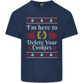 Christmas Programmer Here to Delete Cookies Mens Cotton T-Shirt Tee Top Navy Blue