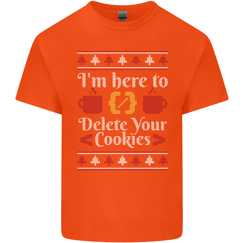 Christmas Programmer Here to Delete Cookies Mens Cotton T-Shirt Tee Top Orange