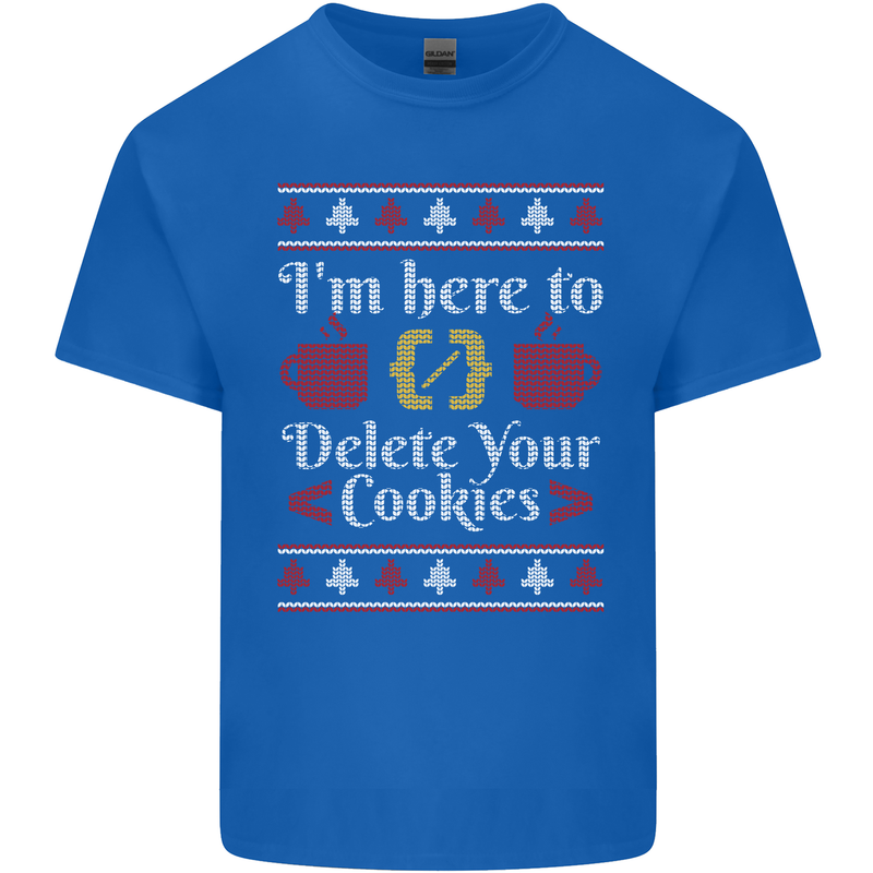 Christmas Programmer Here to Delete Cookies Mens Cotton T-Shirt Tee Top Royal Blue