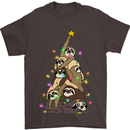 Christmas Sloth Tree Funny Xmas Mens T-Shirt Cotton Gildan Dark Chocolate