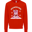 Christmas Snowicorn Funny Xmas Unicorn Mens Sweatshirt Jumper Bright Red