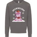 Christmas Snowicorn Funny Xmas Unicorn Mens Sweatshirt Jumper Charcoal