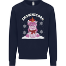 Christmas Snowicorn Funny Xmas Unicorn Mens Sweatshirt Jumper Navy Blue