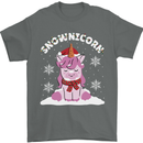 Christmas Snowicorn Funny Xmas Unicorn Mens T-Shirt Cotton Gildan Charcoal