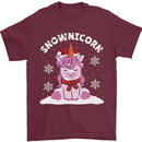 Christmas Snowicorn Funny Xmas Unicorn Mens T-Shirt Cotton Gildan Maroon