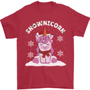 Christmas Snowicorn Funny Xmas Unicorn Mens T-Shirt Cotton Gildan Red