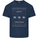 Christmas Swimming Design Kids T-Shirt Childrens Navy Blue