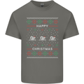 Christmas Swimming Design Mens Cotton T-Shirt Tee Top Charcoal