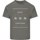Christmas Swimming Design Mens Cotton T-Shirt Tee Top Charcoal