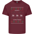 Christmas Swimming Design Mens Cotton T-Shirt Tee Top Maroon