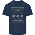 Christmas Swimming Design Mens Cotton T-Shirt Tee Top Navy Blue