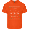 Christmas Swimming Design Mens Cotton T-Shirt Tee Top Orange