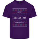 Christmas Swimming Design Mens Cotton T-Shirt Tee Top Purple